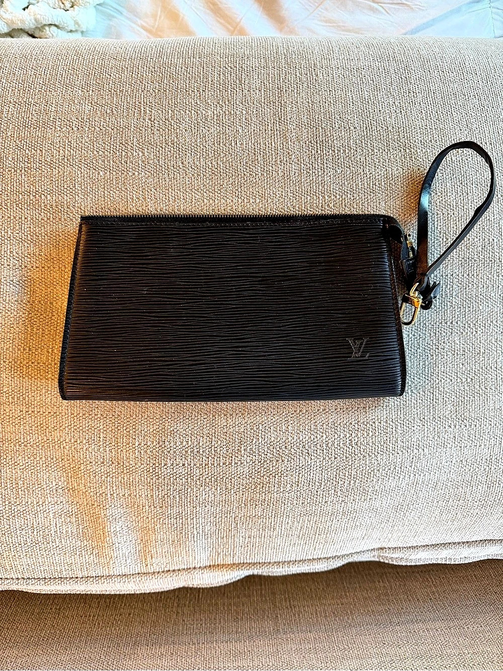 Louis Vuitton Epi Pochette Accessoires Black Epi Leather Wristlet
